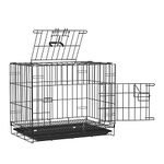 Dog Lover Double Door Folding Metal cage with Removable Tray and paw Protector for Dogs,Cats and Rabbits18 Inch Sky Black