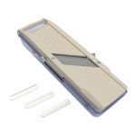 Benriner Mandolin Vegetable Slicer 6.4cm, Ivory - 3 interchangeable Stainless Steel Blades, Catch Tray & Safety Guard - Japanese Handheld Mandolin for Slicing, Shredding & Julienning Fruit & Veg