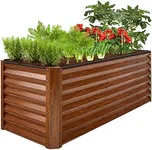 Best Choice Products 8x2x2ft Outdoor Metal Raised Garden Bed, Rectangular Deep Root Planter Box for Vegetables, Flowers, Herbs, and Succulents w/ 239 Gallon Capacity - Wood Grain