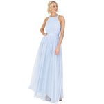 Anaya with Love Women's Ladies Maxi for Women Halter Neck Long Sleeveless Belt a Line Evening Gown Ball Prom Wedd Dress, Light Blue, 8 UK