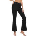 adorence Flare Leggings for Women with Pocket - High Waist Workout Bootcut Yoga Pants for Yoga, Pilates - Black L