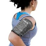 E Tronic Edge Phone Holder for Running - Cell Phone Holder Arm Bands w/Reflective Logo - Armband w/Strap Fits iPhone & Android - Gray, Small