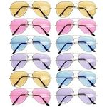 THE TWIDDLERS - Multicolour Aviator Sunglasses for Kids or Adults, Mirror Metal Frames for Beach Summer Festival Party, Raves for Hippy and Funky Costume Accessories (24)