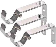 Curtain Rod Bracket Set of 3 for 1 Or 1 1/8 Inch Rods, Adjustable - Satin Nickel