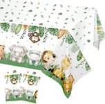 Heboland 2 Pack Wild One Birthday Decorations Table Cloth, Jungle Theme Party Decorations 274 x 137cm Rectangular Jungle Safari Party Decorations Table Covers for Boys Kids Girls Baby Shower Supply