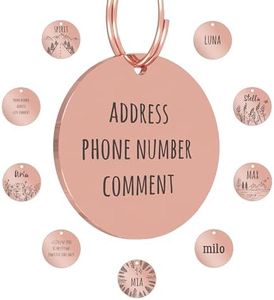 PawFurEver Personalized Dog Tags Engraved for Pets - Dark Etching Dog Name Tag with Front and Back Engraving - Made in USA - Stainless Steel Dog Tag Personalized for Pets (Circle, Rose Gold)