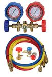 Digital Craft Manifold Gauge Set for Air Conditioning & Refrigeration – AC Service Tool Kit Compatible with R12, R22, R404A & R134A, Includes Tap Valve & Quick Coupler Adapters