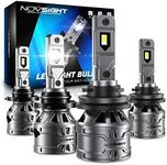 NOVSIGHT H11 9005 LED Headlight Bulbs Combo,400% 26000LM Brightness LED Headlights,6500K Cool White H11/H9/H8 Low Beam 9005/HB3 High Beam LED Bulbs,LED Fog Lights Plug and Play with Fan,Pack of 4