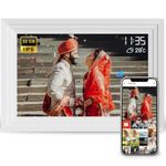 Lifelong Electronics 10.1 Inch (25.65 CM) Digital Photo Frame with Slideshow,Video & Sound|IPS HD Auto-Rotate Touch Screen,Wi-Fi & 32GB Memory|Desktop/Wall Mounted|Share Files with Frameo App,White
