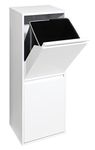 ARREGUI Basic CR201-B Waste Separation and Recycling Bin in steel with 2 buckets, 2 x 17 L (34 L), trash can, recycling cabinet, white