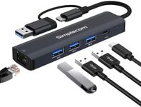 Simplecom CHN436 USB-C and USB-A to 4-Port USB HUB with Gigabit Ethernet Adapter