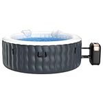 Goplus Inflatable Hot Tub Spa, 71inch x 27inch 4 Person Portable Hot Tub W/ 108 Massage Bubble Air Jets, Filter Cartridge, Pump, Tub Cover, Ground Sheet, Indoor & Outdoor Heated Tub (Gray)