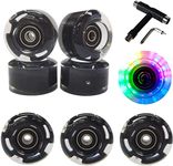 FREEDARE Roller Skate Wheels 54mm Skateboard Wheels and Bearings Indoor Outdoor Luminous Light Up Skate Wheels 83A with T Tools for Double Row Skating and Skateboard (Black, 8 Pack)