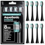 AquaSonic Standard Replacement Brush Heads | for Normal & Sensitive Teeth | Compatible with Many AquaSonic Toothbrush Handles (8 Pack Black)