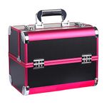 GreenLife® Makeup Case 12.6 inches Portable Cosmetic Case Aluminum Frame Makeup Train Case Fireproof Boards Large Capacity Organizer Professional Makeup Artist Brushes Skincare Storage Box Red Black