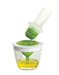 WEZOSHINET Silicone Oil Bottle Brush Dispenser Glass Bowl Container and Silicone Pastry Brush Chef Basket Set for Cooking, BBQ, Baking and Grilling 148 ml - Green