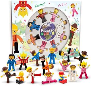 PicassoTiles Magnetic 15 Piece Character Action Figures Toddler Toy Set Magnet Expansion Variety Pack Educational Add-on STEM Learning Kit Pretend Playset for Construction Building Block Tiles PTA15