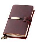 Refillable Handmade Traveler's Notebook, Leather Travel Journal Notebook for Men & Women, Perfect for Writing, Gifts, Travelers, 5.2" x 4" Inches - Wine