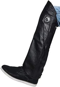 Leather MOTORCYCLE Half CHAPS Short Gaiter Leg Warmers Leggins NEW Gauchos YKK - WITH Concho & Fringe XLarge-2XL Black