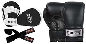 Aurion by 10 club Boxing Pads Focus Curved Maya Hide Leather Hook and Jab Target Hand Pads Great for MMA, Combo Pack