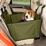 Wuglo Extra Stable Dog Car Seat - Reinforced Car Dog Seat for Medium-Sized Dogs with 4 Fastening Straps - Robust and Waterproof Pet Car Seat for the Back Seat of the Car (M Size, Khaki)