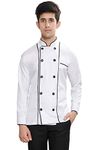 FAB UNIFORMS Chef Coat with Contrast Black Piping (White, 42)