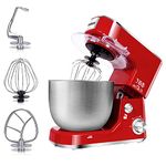 Stand Mixer, CUSIMAX 5-Qt Dough Mixer Tilt-Head Electric Kitchen Mixer with Dough Hook, Mixing Beater and Whisk Splash Guard for Home Cooking, Red