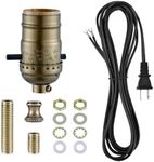 Lamp Rewire Kit,Lamp Socket Replacement Kit,Antique Brass Light Socket with Matching Electric Cord Set,DIY Lamp Making Kit Lamp Wiring Kit with All Essential Hardware (Bronze, 1)