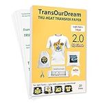 TransOurDream Upgraded Iron on Heat Transfer Paper for T Shirts (20 Sheets, 8.5x11") Iron-on Transfers Paper for Light Fabric Printable Heat Transfer Vinyl for Inkjet Printer (TOD-4)