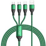 RAVIAD Multi Charger Cable, 3 in 1 Charging Cable [1.2M] Multiple USB Cable Nylon Braided with Micro USB Type C Lightning Cable Connector for Android Samsung Galaxy, Huawei, Nokia, LG, Kindle