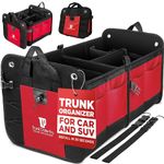 TrunkCratePro Premium Multi Compartments Collapsible Portable Trunk Organizer for auto, SUV, Truck, Miniva (Red)