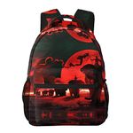 Elephants Red Print Backpack For School Lightweight Casual Daypack Travel Laptop Backpack Gifts For Men Women