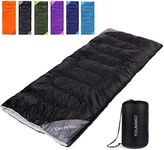 Backpacking Sleeping Bag for Adults & Kids - Lightweight, Waterproof, Comfortable for Spring, Summer, Fall - Hiking, Traveling, Camping (Black Gray, Single)