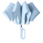 Zemic UV Umbrella with Novelty Carabiner Handle, Travel Umbrellas for Rain and Sun Windproof Compact, Automatic Open Close, 8 Ribs, Portable Umbrella for Men and Women (Skyblue)
