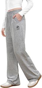 Verdusa Girl's Sweatpants Graphic Embroidery Straight Leg Athletic Pants with Pockets Light Grey 14 Years