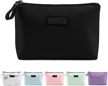 Cosmetic Bags for Women Small Makeup Bag for Purse Pu Leather Makeup Pouch Travel Makeup Bag with Zipper Make Up Bag for Travelling (Black)
