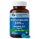 Carbamide Forte Vitamin B12 Supplements | B12 Vitamin Tablets - Methylcobalamin 500mcg | Best Vitamin B-12 Supplement For Men & Women - 90 Tablets