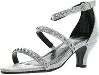 Steve Madden Girls Shoes Unisex-Child Dancer Heeled Sandal, Silver, 4 Big Kid