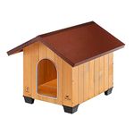 Ferplast Outdoor dog kennel DOMUS MEDIUM, Dog house, Robust eco-friendly wood, Insulating plastic feet, Ventilation grill, Aluminium chew-proof door, 73 x 85 x h 67,5 cm