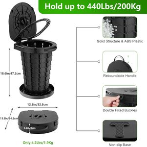 imodomio Large Portable Camping Toilet with Lid & Bag – 440lb Capacity
