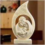 Cici & Jimmy's Retro Holy Family Figurine 4.72" Tall Imitation Sandstone Texture Resin Craft Christmas Nativity Scene Decoration Holiday Sculpture