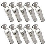 Stainless Steel Spring Loaded Toggle Latch Catch Clamp, 10 Pcs Toggle Latch with Lock Clips for Cabinet Boxes Closure Latch Lock (72mm)