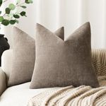 Foindtower Pack of 2 Soft Textured Throw Decorative Pillow Covers Square Accent Solid Cushion Cover Cozy Farmhouse Pillow Case with Zipper for Couch Sofa Bedroom Living Room 20x20 Inch, Taupe