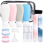 INSFIT 17 PCS silicone travel bottles set, used for leak-proof travel accessories for shampoo, conditioner and other toiletries,refillable travel size containers, TSA Approved。