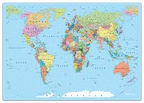 Faithful Prints World Map Poster Atlas Print Geography Educational Classroom Chart (A3 (297 x 420mm))