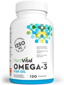 PlantVital Omega 3 Fish Oil Capsules 1250mg - 120 Softgels - EPA & DHA Fish Oil Omega 3 Supplements - Support Cognitive Health, Brain Function & Cardiovascular Health