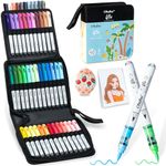 Ohuhu Acrylic Paint Markers Brush Tip: 36 Colors Automatic Ink Control Acrylic Markers High Opacity Paint Pens Waterproof Lightfast for Rock Painting 3D Prints Easter Eggs Wood DIY Crafts - Ulu