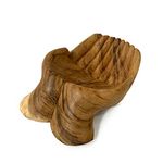 Hand of Hope Bowl Teak Root Wood Vintage Carved Food Snacks Fruit Serving Decor