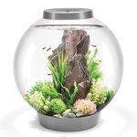biOrb CLASSIC 60 Aquarium (Silver, 60 Litres), Perfect Beginner Fish Tank With Integrated LED Lights, Quick & Easy To Set Up, 360-Degree View Aquarium With 5-Step Filtration System, Acrylic Fish Tank