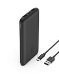 Belkin 10000 mAh PD 3.0 Slim Fast Charging Power Bank with 1 USB-C and 2 USB-A Ports to Charge 3 Devices Simultaneously, for iPhones, Android Phones, Smart Watches & More - Black